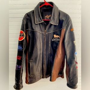 Men’s Large Distressed NFR Rodeo Leather Coat